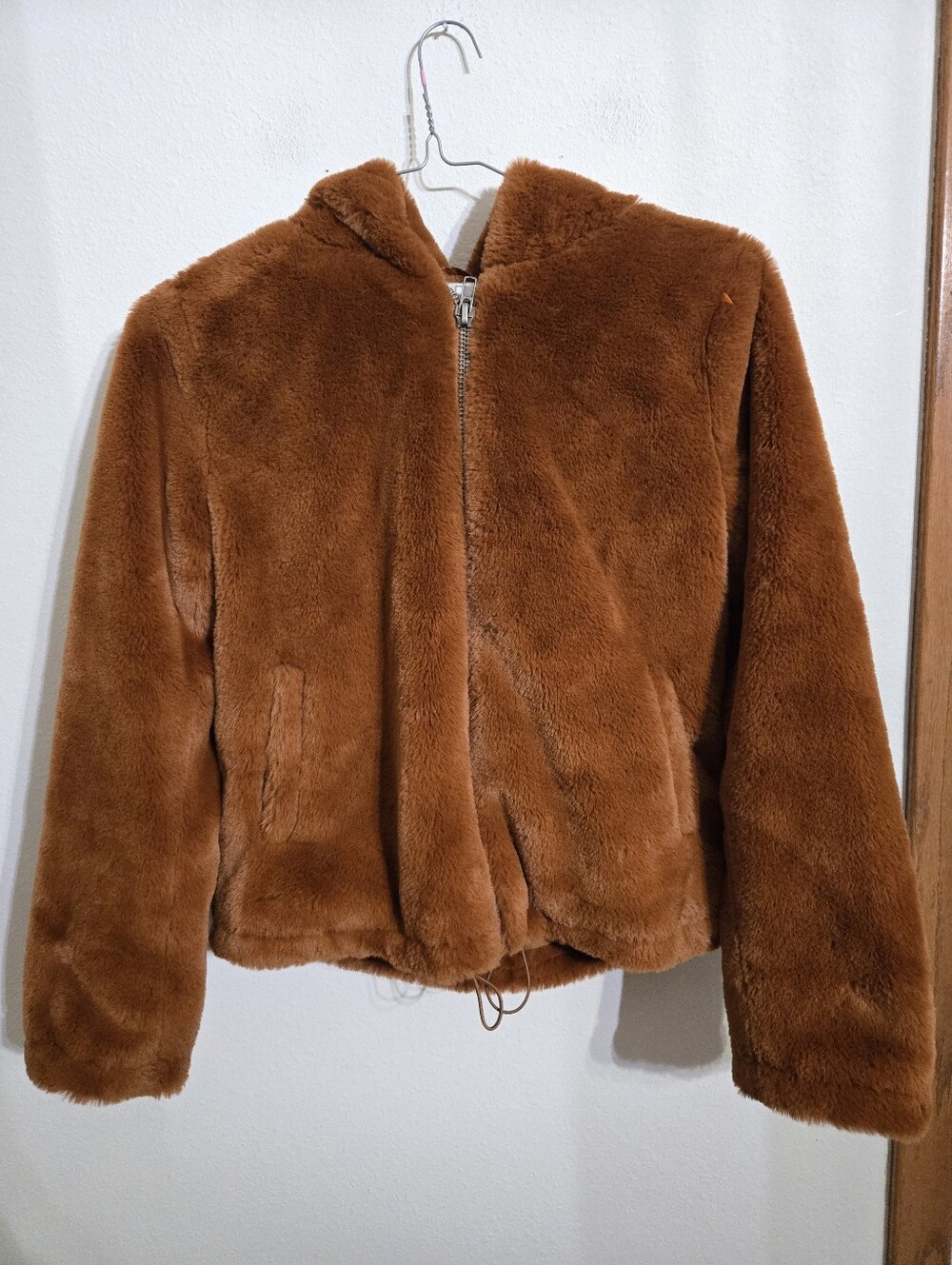 Apparis Plush Hooded Teddy Jacket in Chestnut Brown